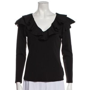 Veronica Beard Black Ruffle Blouse
